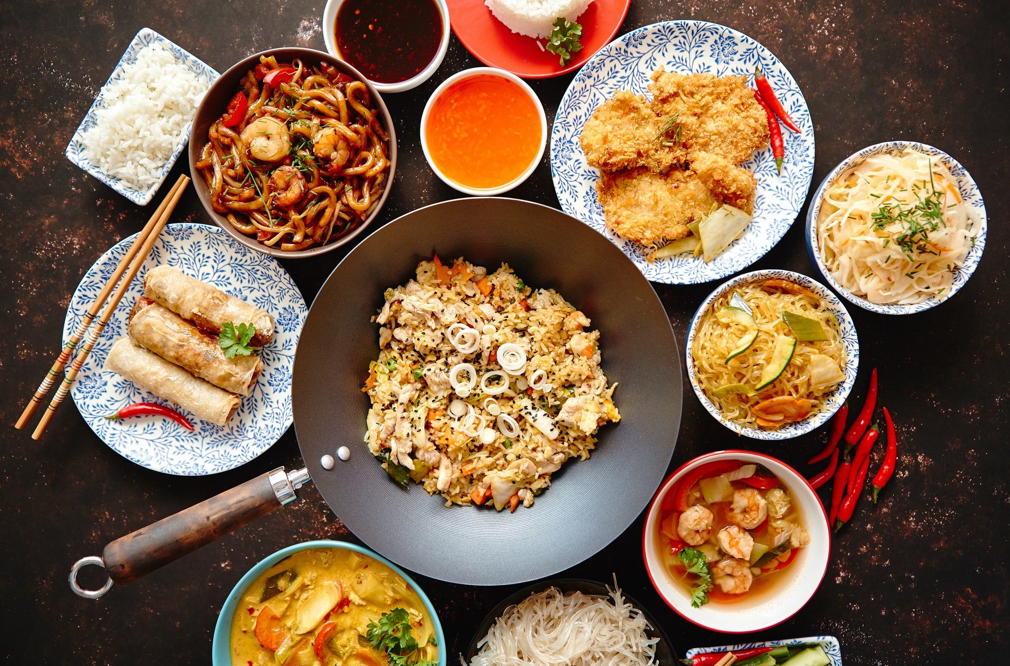 Chinese food set. Asian style food concept composition.